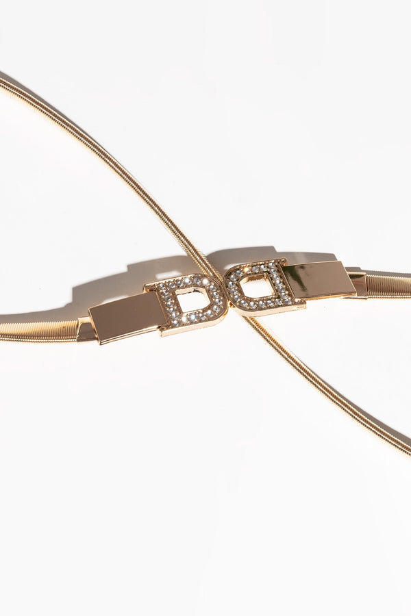 Carraig Donn Diamante 'D' Clasp Stretch Belt in Gold