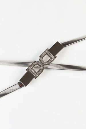 Carraig Donn Diamante 'D' Clasp Stretch Belt in Silver