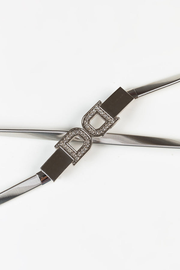 Carraig Donn Diamante 'D' Clasp Stretch Belt in Silver