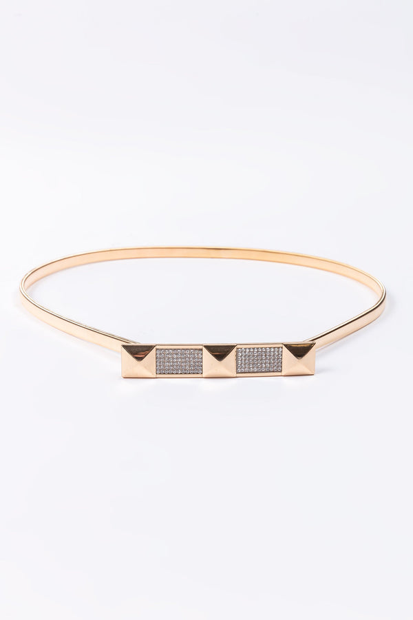 Carraig Donn Diamante Detail Stretch Belt in Gold