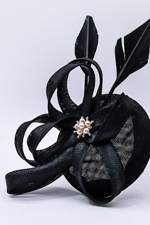 Carraig Donn Diamante Feature Fascinator in Black