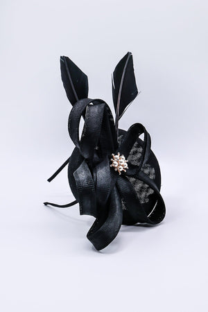 Carraig Donn Diamante Feature Fascinator in Black