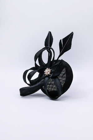 Carraig Donn Diamante Feature Fascinator in Black
