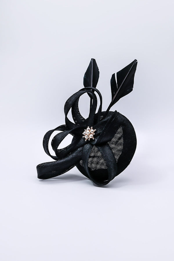 Carraig Donn Diamante Feature Fascinator in Black