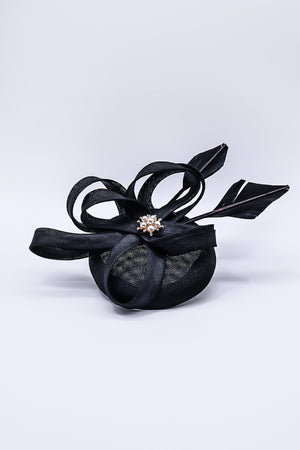 Carraig Donn Diamante Feature Fascinator in Black