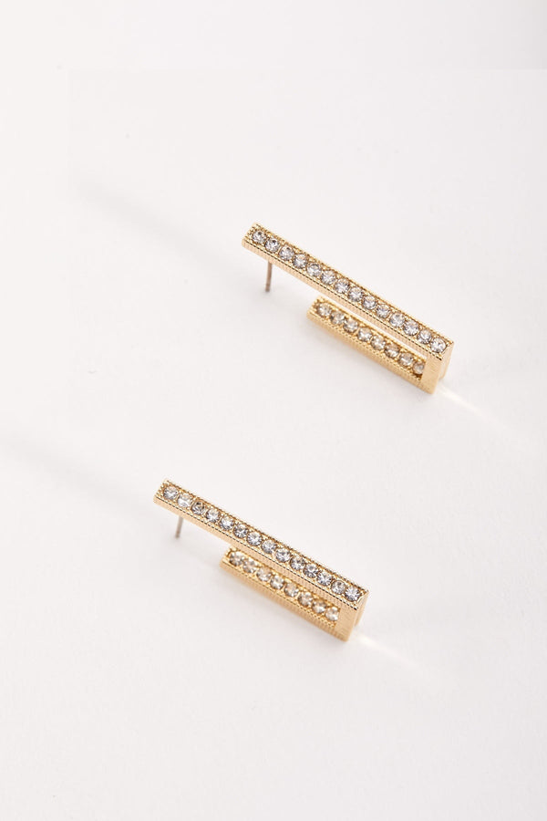 Carraig Donn Diamante Rectangle Hoop Earrings