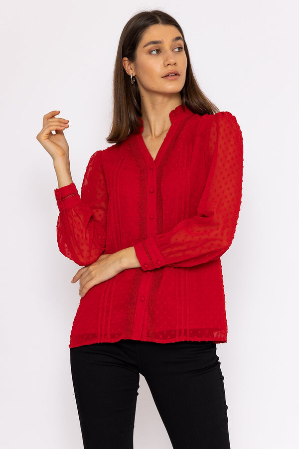Carraig Donn Dobby Texture Blouse in Red