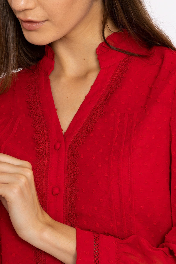 Carraig Donn Dobby Texture Blouse in Red