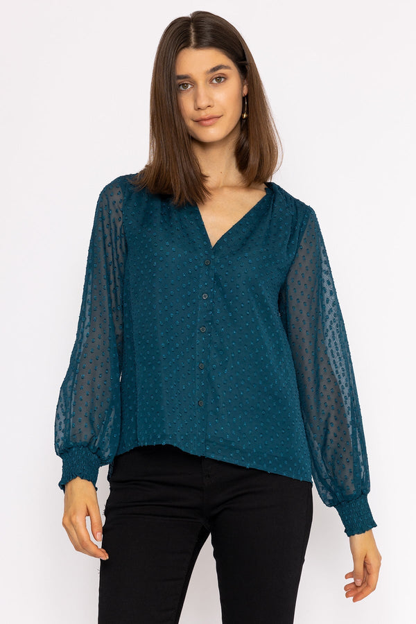 Carraig Donn Dobby Texture Blouse in Teal