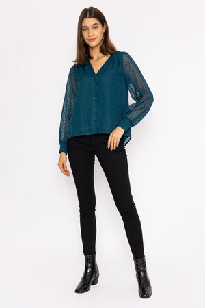 Carraig Donn Dobby Texture Blouse in Teal