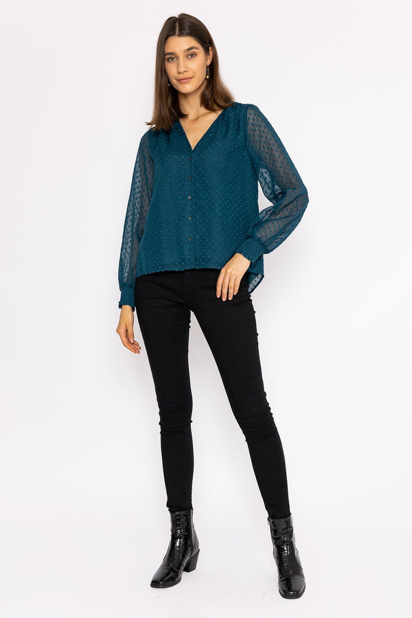 Carraig Donn Dobby Texture Blouse in Teal