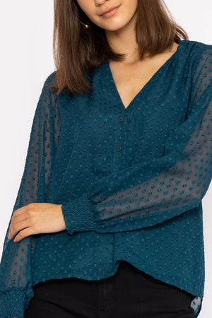 Carraig Donn Dobby Texture Blouse in Teal