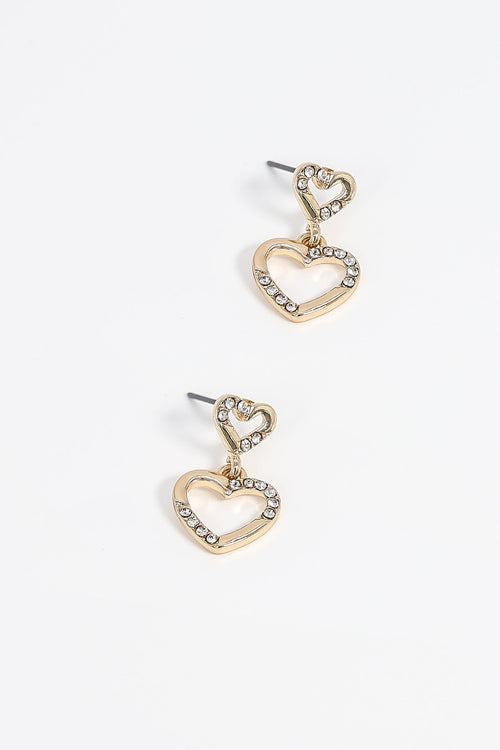 Double Heart Drop Earrings