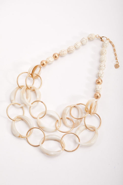 Double Layered Beige Hoop Necklace