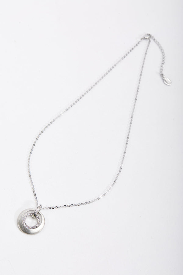 Carraig Donn Double Ring Silver Pendant Necklace
