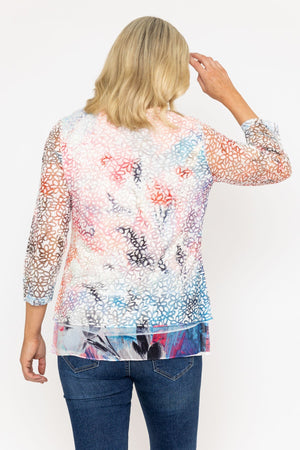 Carraig Donn Dovore Printed Top in Pink