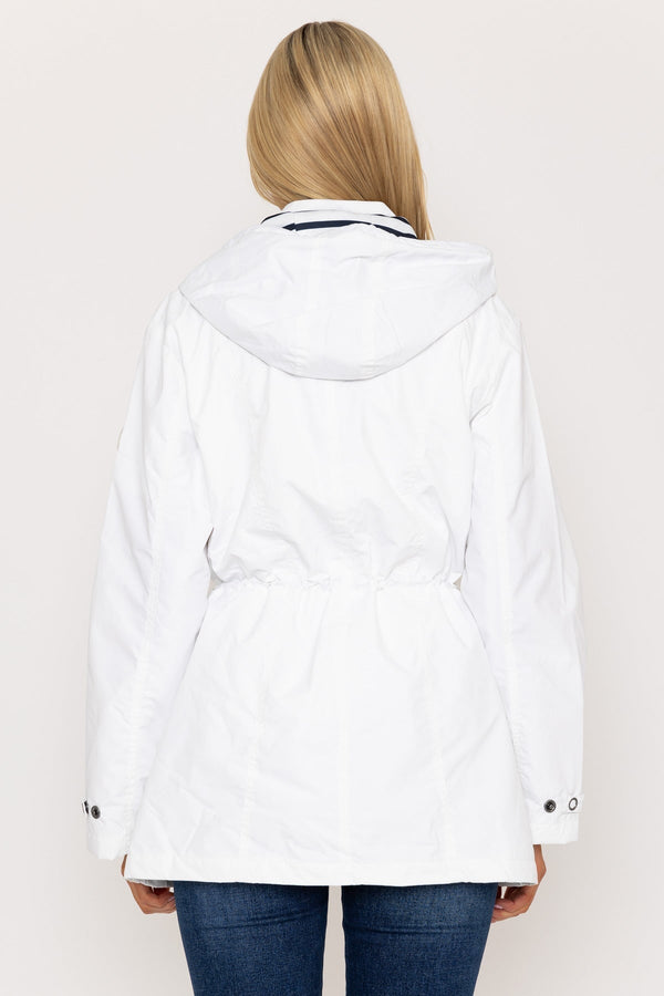 Carraig Donn Drawstring Jacket With Stripe Lining in White