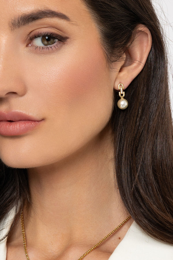 Carraig Donn Drop Link Pearl Earring