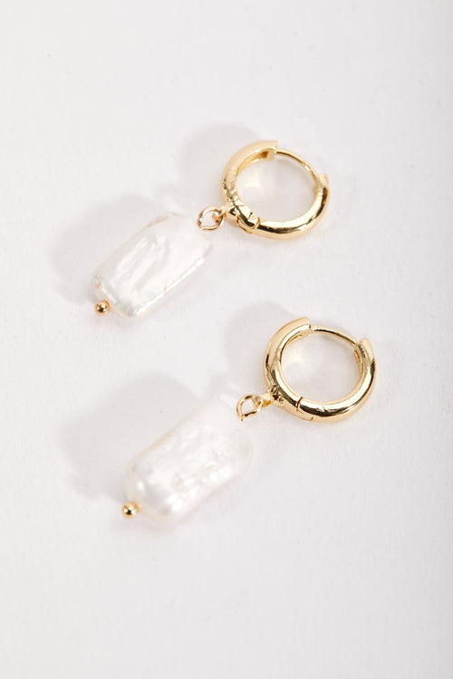 Drop Pearl Hoop Earrings