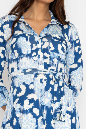 Carraig Donn Eithne Midi Dress in Blue Print