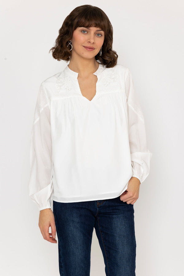 Carraig Donn Embroidered Blouse in Ecru