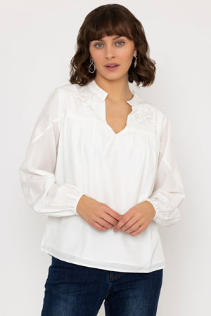 Carraig Donn Embroidered Blouse in Ecru