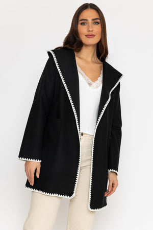 Carraig Donn Embroidery Trim Jacket in Black