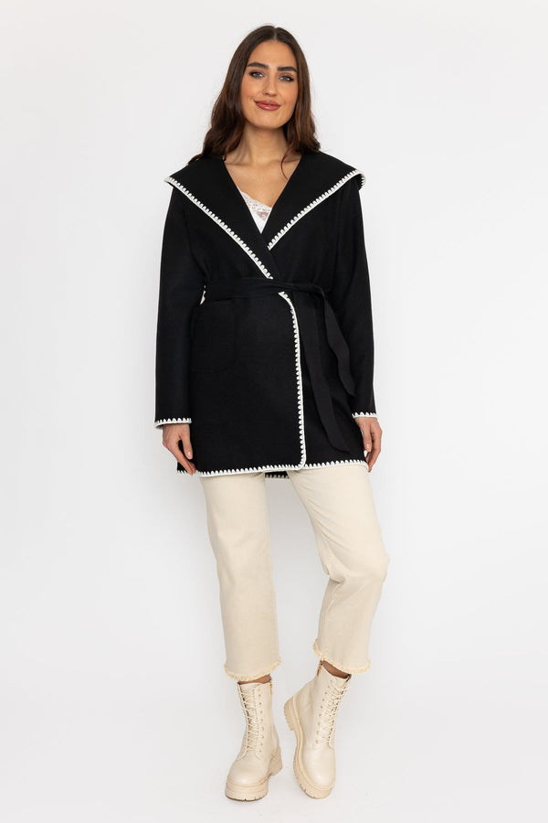 Carraig Donn Embroidery Trim Jacket in Black
