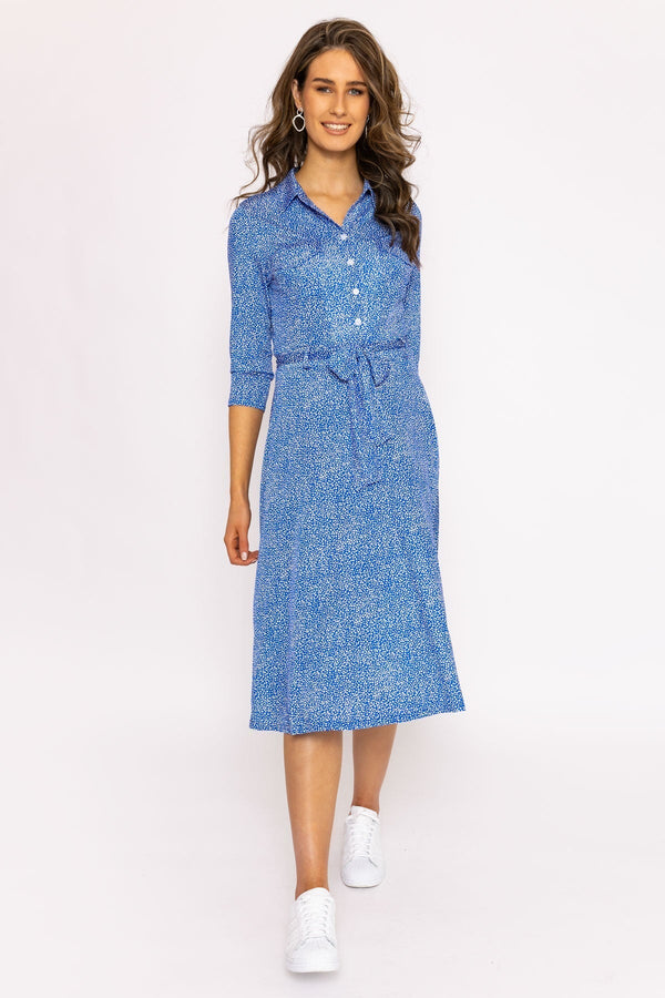 Carraig Donn Emer Knee Length Shirt Dress In Blue Print
