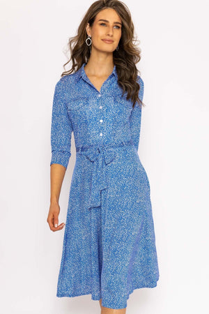 Carraig Donn Emer Knee Length Shirt Dress In Blue Print