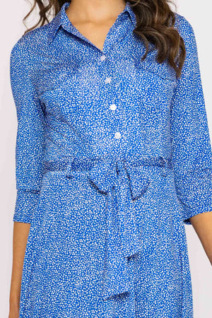 Carraig Donn Emer Knee Length Shirt Dress In Blue Print