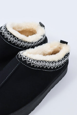 Carraig Donn Faux Fur Cosy Slippers in Black