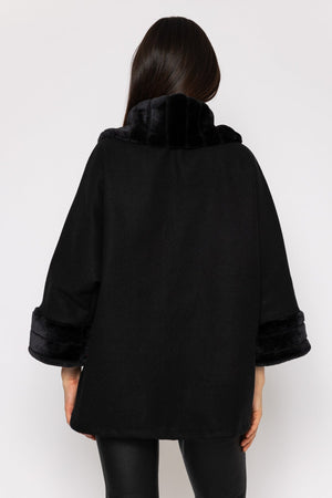 Carraig Donn Faux Fur Trim Jacket in Black