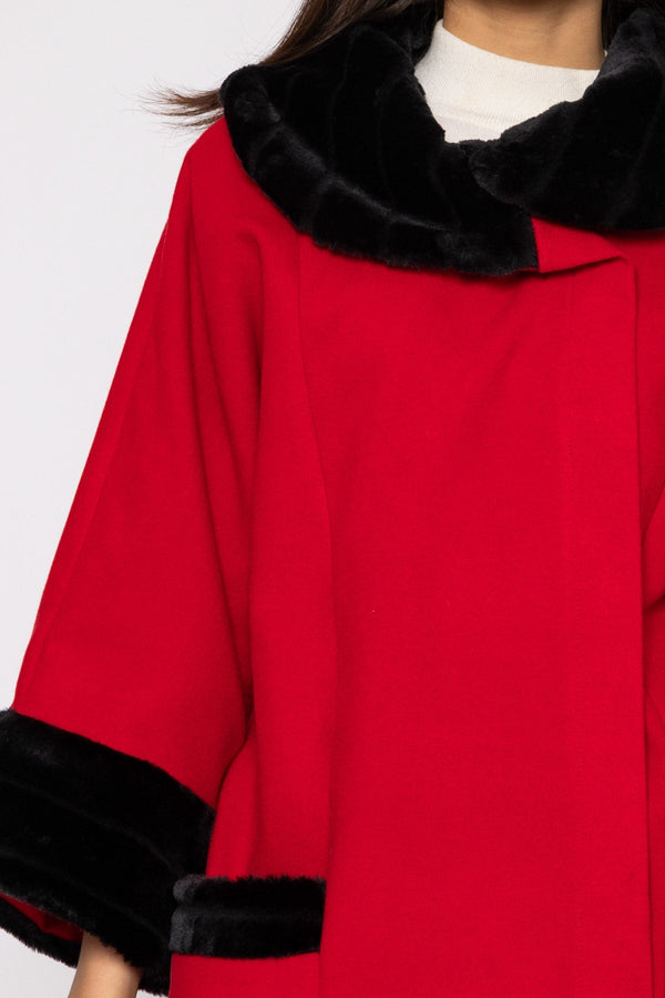 Carraig Donn Faux Fur Trim Jacket in Red