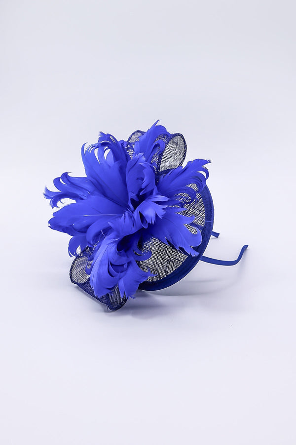 Carraig Donn Feather and Flower Fascinator in Cobalt
