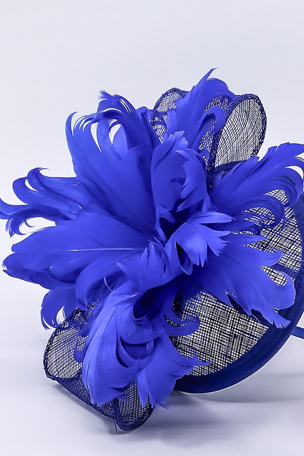 Carraig Donn Feather and Flower Fascinator in Cobalt