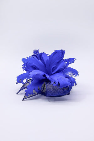 Carraig Donn Feather and Flower Fascinator in Cobalt