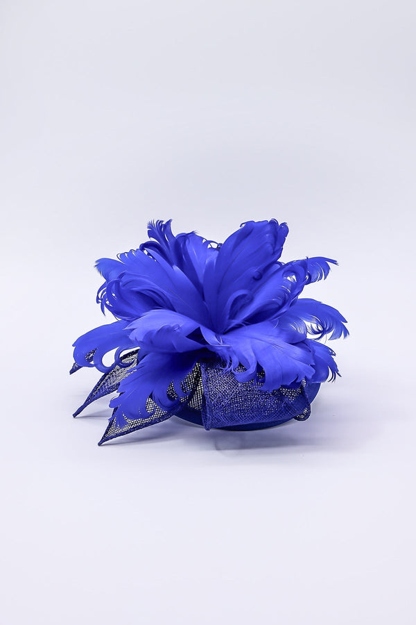 Carraig Donn Feather and Flower Fascinator in Cobalt