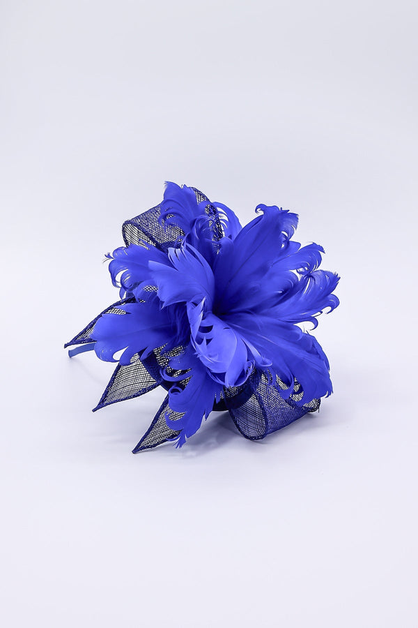 Carraig Donn Feather and Flower Fascinator in Cobalt
