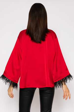 Carraig Donn Feather Cuff Shirt in Red