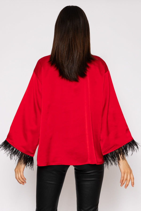 Carraig Donn Feather Cuff Shirt in Red