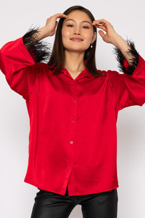 Carraig Donn Feather Cuff Shirt in Red