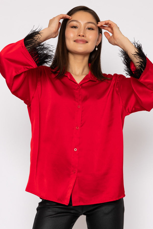 Carraig Donn Feather Cuff Shirt in Red
