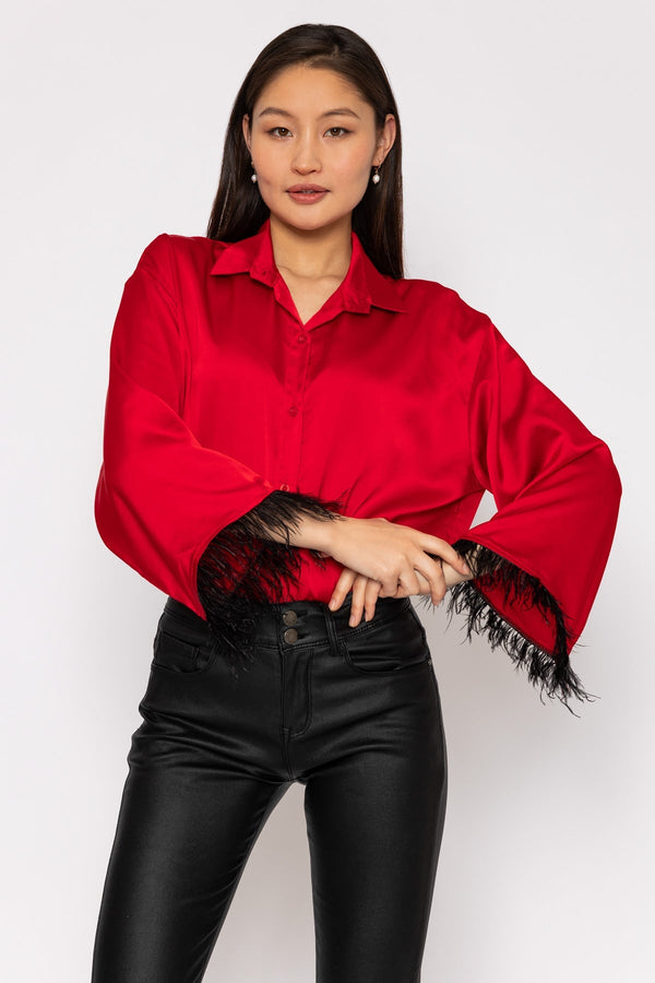 Carraig Donn Feather Cuff Shirt in Red