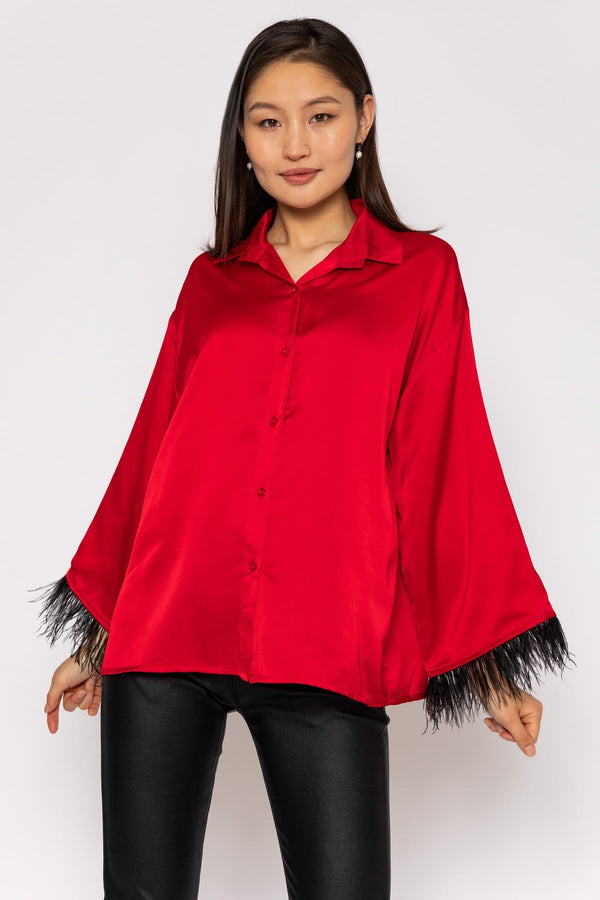 Carraig Donn Feather Cuff Shirt in Red