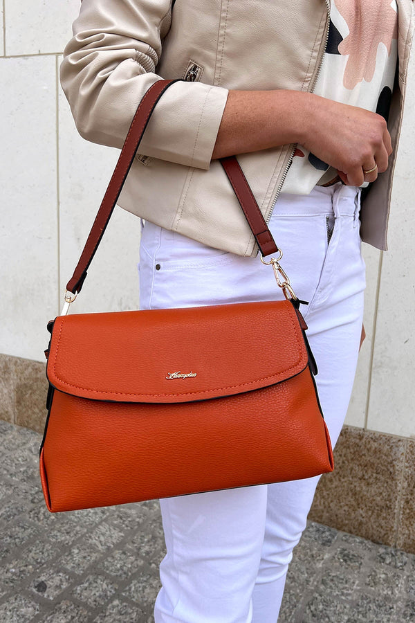 Carraig Donn Flapover Shoulder Bag in Orange