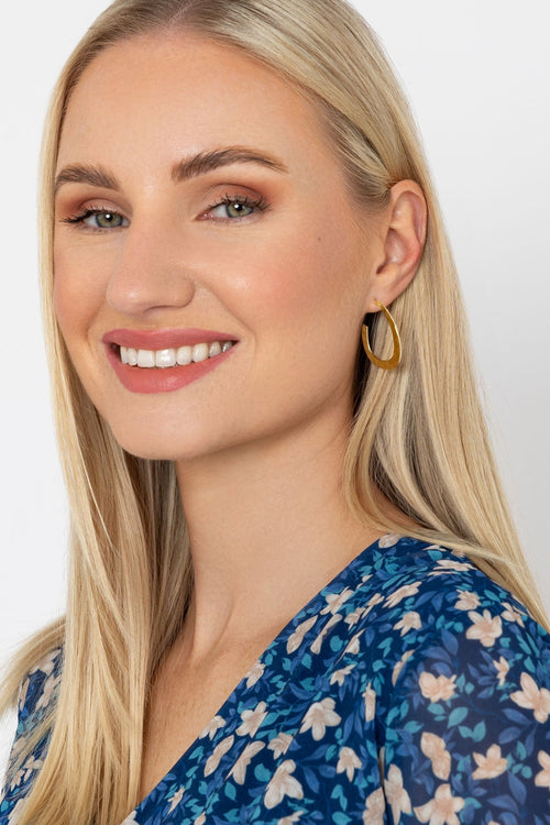 Flat Textured Open Hoop Earrings