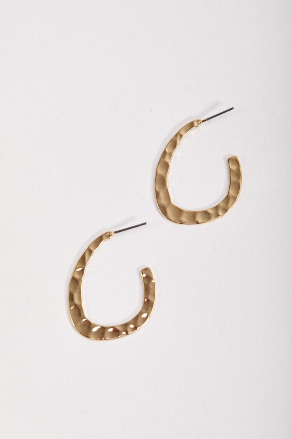Carraig Donn Flat Textured Open Hoop Earrings