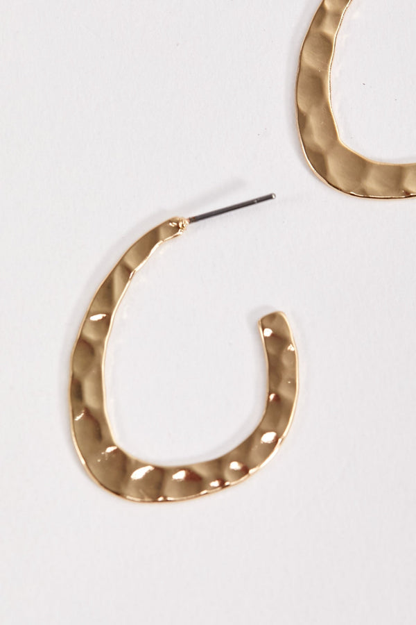 Carraig Donn Flat Textured Open Hoop Earrings