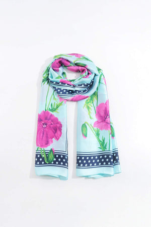 Carraig Donn Floral Polka Boarder Scarf in Blue